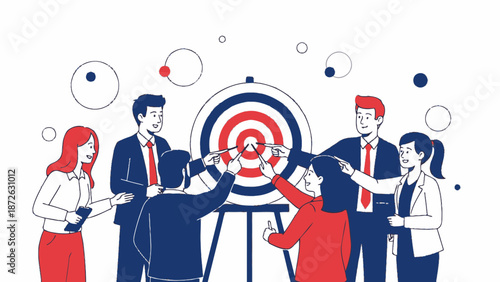 Team Aiming at Target Board, Business Goal Achievement, Strategy and Success