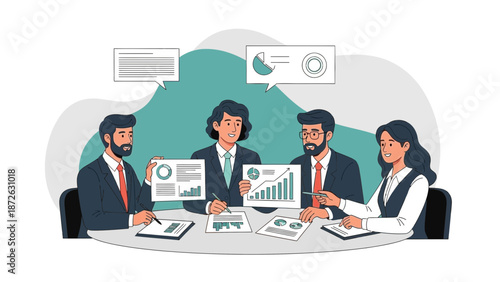 Diverse Business Team Discussing Financial Reports and Charts in a Meeting