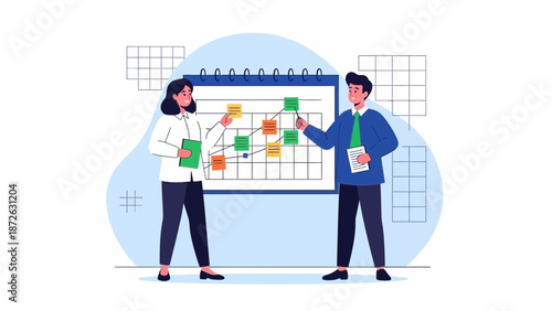 Business Planning Meeting: Team Collaborating on Calendar and Strategy