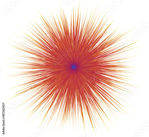Abstract radial bursting explosion flower shape vector illustration isolated on transparent