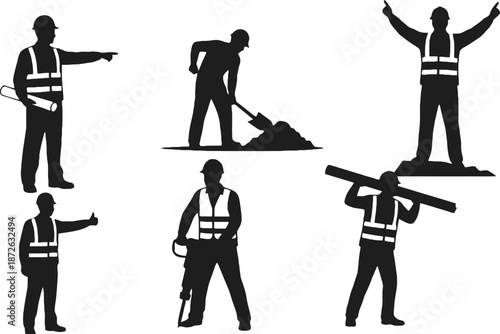 Silhouettes of business people and professionals vector illustration