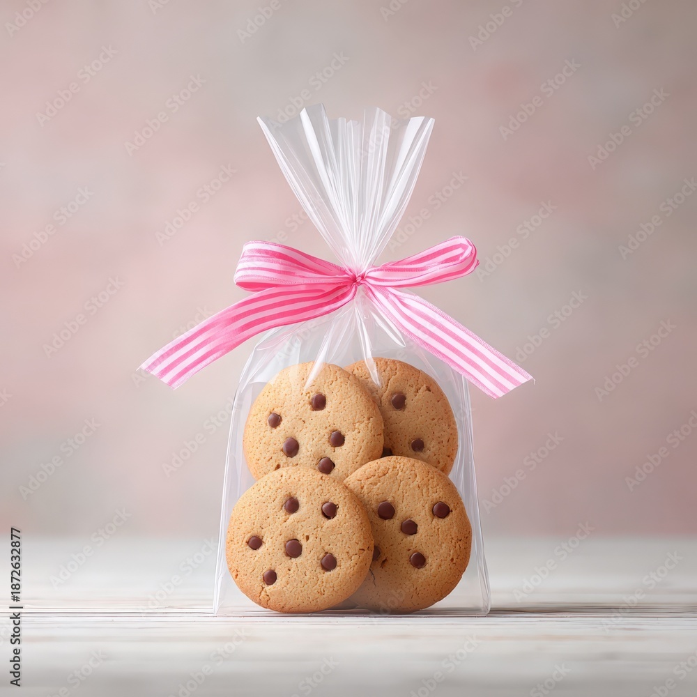 custom made wallpaper toronto digitalDeliciously Baked Cookies in Clear Bag with Ribbon Decoration