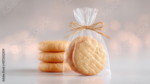 Wallpaper Mural Fresh Baked Cookies in Clear Bag with Ribbons and Soft Lighting Torontodigital.ca