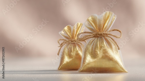 Wallpaper Mural Gold Decorative Pouches for Gifts and Celebrations on Light Background Torontodigital.ca