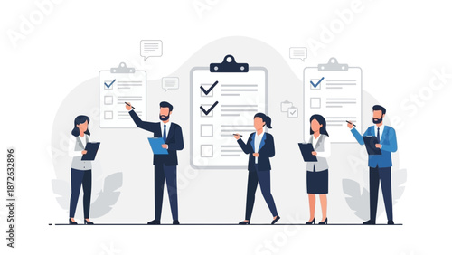 Teamwork Business Meeting with Checklists and Tasks