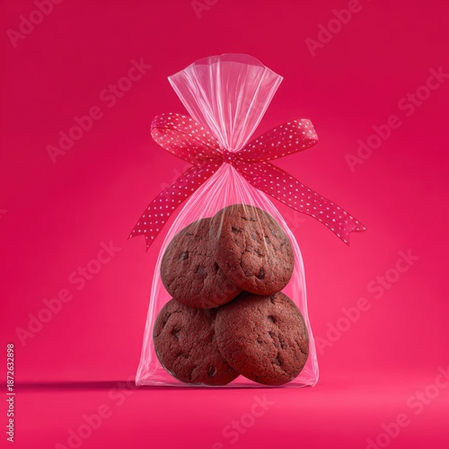 Wallpaper Mural Freshly Baked Cookies in Clear Gift Bag with Red Ribbon Decoration Torontodigital.ca