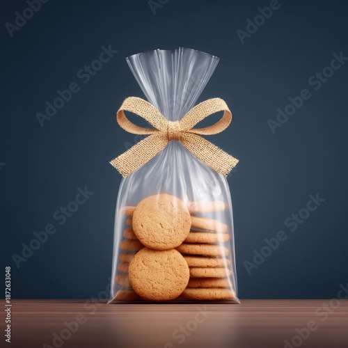 Wallpaper Mural Freshly Baked Cookies in Clear Plastic Bag with Golden Ribbon Torontodigital.ca