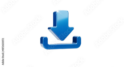 Blue download arrow icon, gradient vector symbol, software and technology sign, upload and download marker isolated on Transparent Background