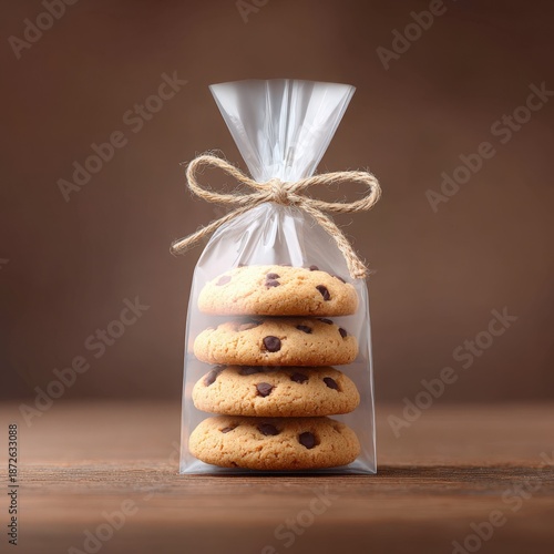 Wallpaper Mural Freshly Baked Chocolate Chip Cookies in Clear Bag with Twine Tie Torontodigital.ca
