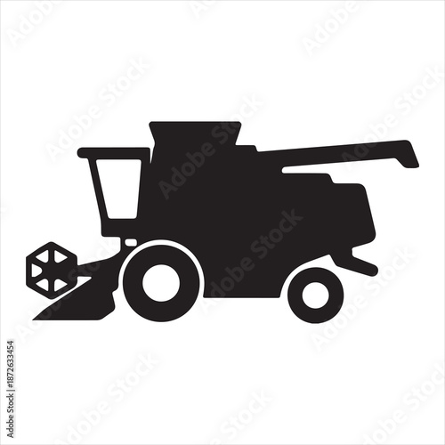 Silhouette Combine harvester agricultural machine farm equipment vector Illustrator
