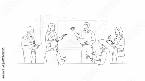 Business meeting with people discussing ideas and planning strategy.