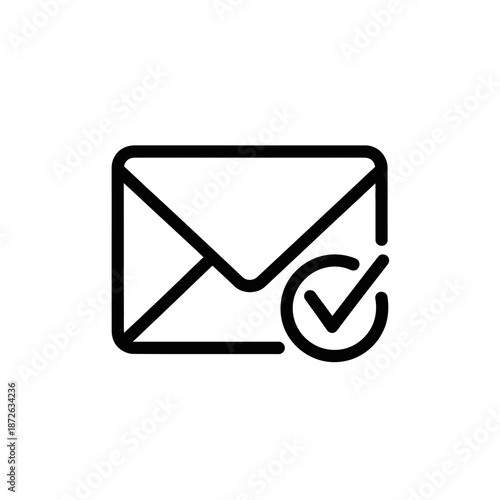 Email Communication Icon with Checkmark Emphasis for Digital Messaging