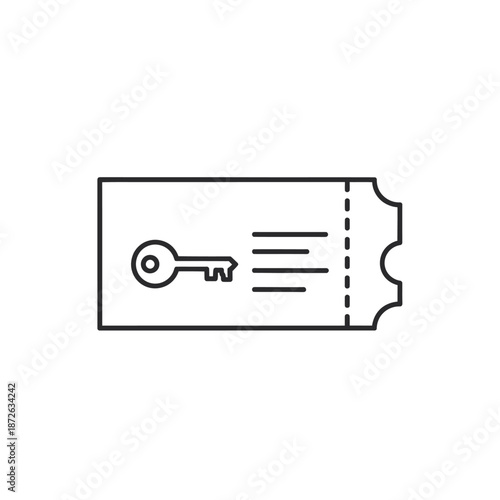 Elegant Ticket with Key Symbol and Stub for Event Access or Travel