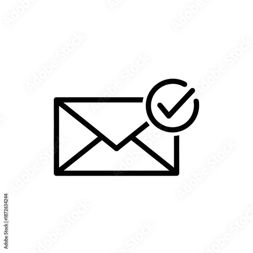 Email Confirmation Icon with Checkmark for Communication and Verification
