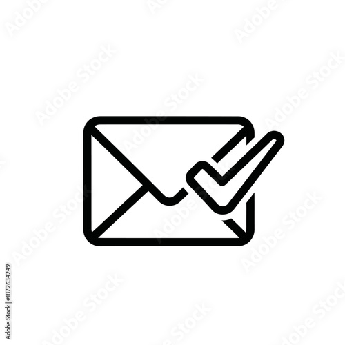 Email Envelope Icon with Checkmark for Communication and Confirmation