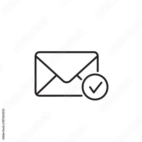 Email Icon with Checkmark for Messaging and Communication Concepts
