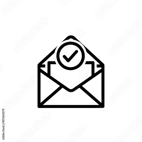 Email Notification Icon with Checkmark for Communication and Confirmation