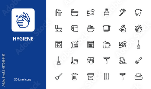 Hygiene and Cleanliness Line Icon Set