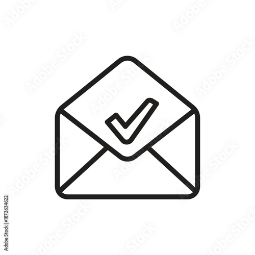 Email with Checkmark Icon for Successful Communication and Confirmed Message Delivery