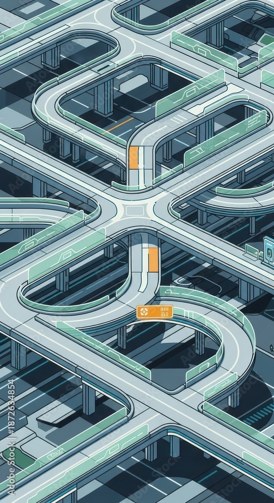 Obraz premium Complex elevated highway interchange illustrates intricate urban transportation structure