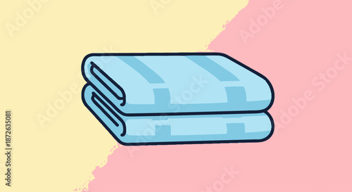 Stacked Blue Folded Towels Cartoon Illustration
