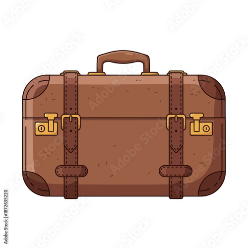 Classic Brown Vintage Travel Suitcase Illustration