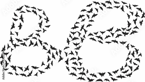 Infinite flight of birds in interconnected loops on white