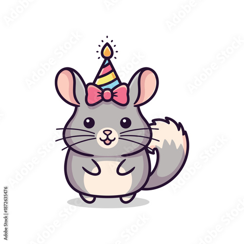 Charming Chinchilla Vector Illustration for Birthday Celebrations