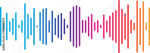 Sound Wave Audio Equalizer Vector |  Colorful Minimal Waveform Line Art | Music Beat Bar Illustration for Poster, UI, Podcast, DJ Background & Audio Spectrum Design	
