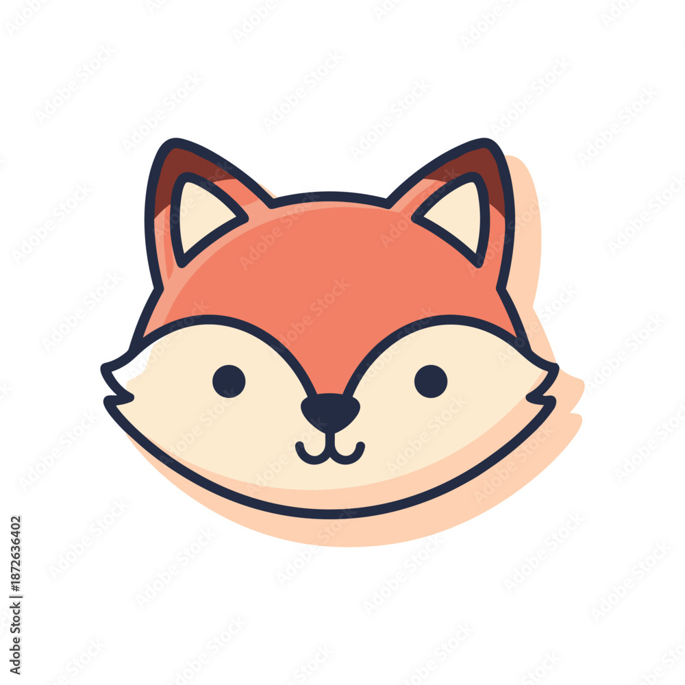 Obraz premium Cute Cartoon Fox Face Vector Illustration