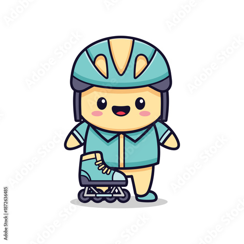 Cartoon Character Ice Skating Illustration