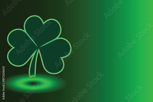 Neon green four leaf clover on dark background