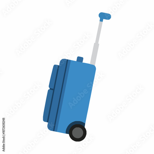 Rolling suitcase luggage vector illustration with flat wheeled travel bag design isolated on white