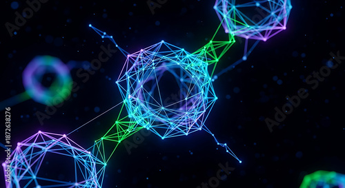 Neon Molecular Structure with Glowing Connections.