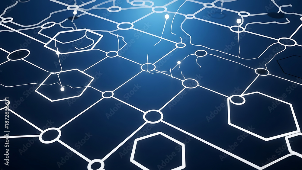 Fototapeta premium Network Connections and Nodes Illustration.