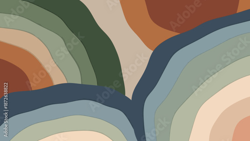 Abstract layered pattern with earthy tones and organic shapes.