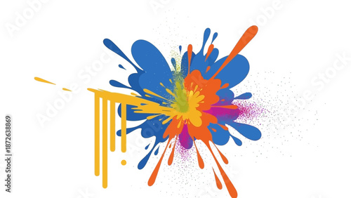 Vibrant Colorful Paint Splash on White Background.