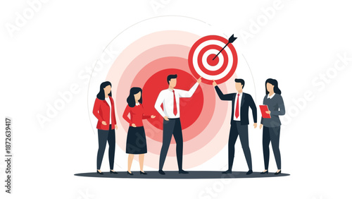 Teamwork achieving business goal, success, target, strategy and collaboration concept