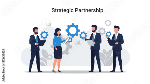 Business Team Collaboration Strategic Partnership Gears Synergy Concept