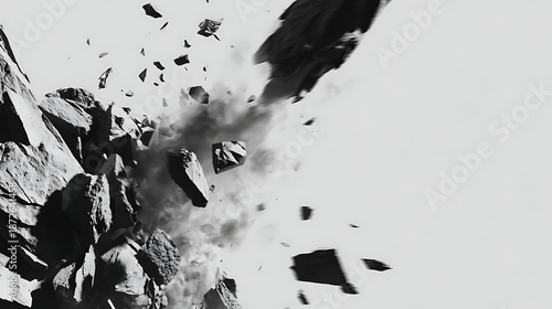 Dust debris lightly coating white negative space scientific minimal concept neutral mood lab lighting simulation extreme macro shot overhead camera, Realistic Photo