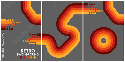 Vibrant Retro Abstract Design With Curved Orange and Yellow Lines