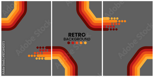 Vibrant Retro Abstract Design With Curved Orange and Yellow Lines