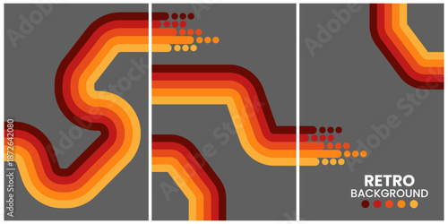 Vibrant Retro Abstract Design With Curved Orange and Yellow Lines