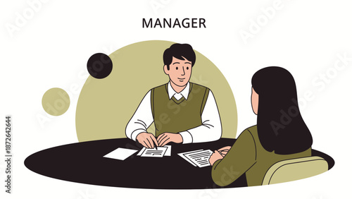 Manager and Candidate in Job Interview Meeting, Business Discussion