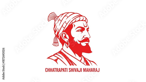 Chhatrapati shivaji maharaj red vector portrait illustration symbolizing maratha warrior leadership courage indian history cultural pride and heritage background
