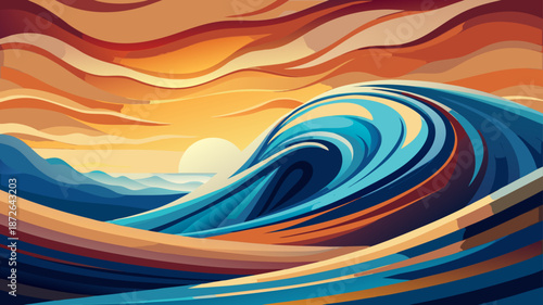 Sunset ocean wave