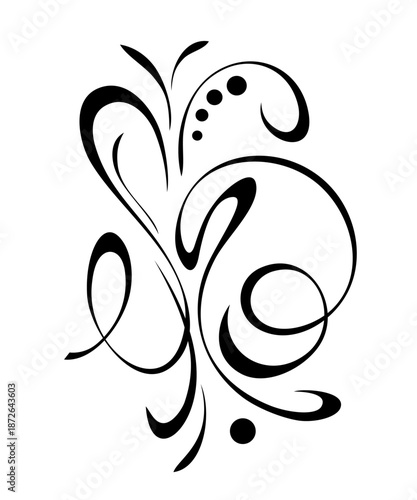 decorative abstract element with swirls and curls; graphic design