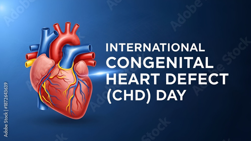 Congenital heart defect medical illustration for global health awareness showing human heart anatomy cardiology concept education prevention care