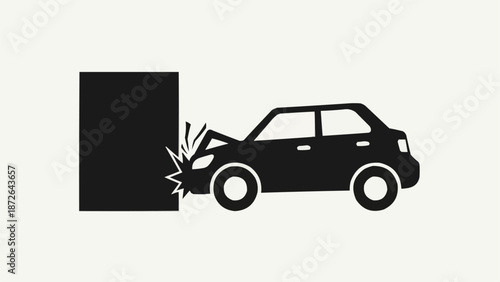 Car Accident Icon Symbol Representing Collision Damage.