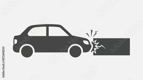 Car crashing into a wall icon symbol.
